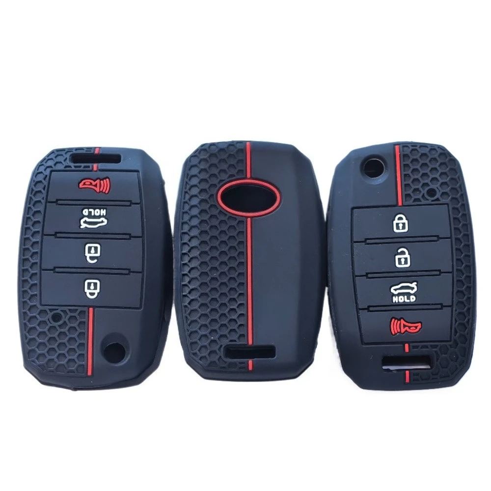 

4 Buttons Silicone Car Remote Key Cover For Kia Carens Ceed Sorento Optima Picanto Rio Soul Cerato Forte Sportage Key Fob Case