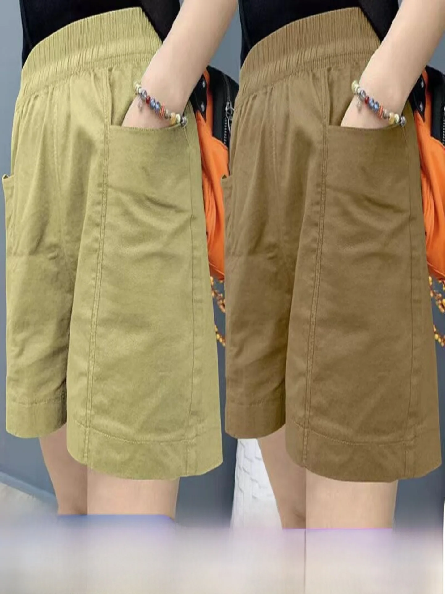 High Waist Pure Cotton Korean Style Five-Point Shorts Women's Casual Fashionable Mid-Length Pants Breathable Comfortable Summ...