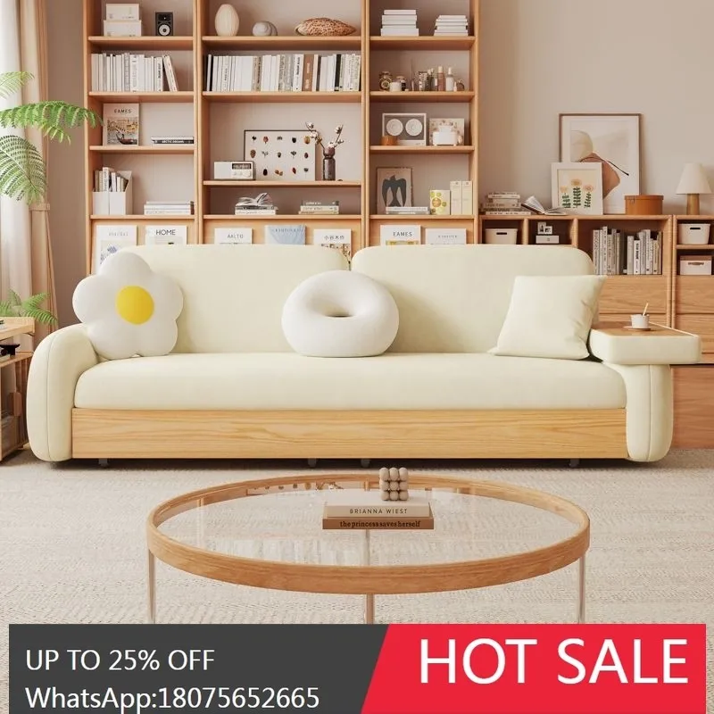 

SGF Modern Solid Wood Sofa Bed Multifunctional Natural Wood Style Integrated Dual-use Storage Sofa