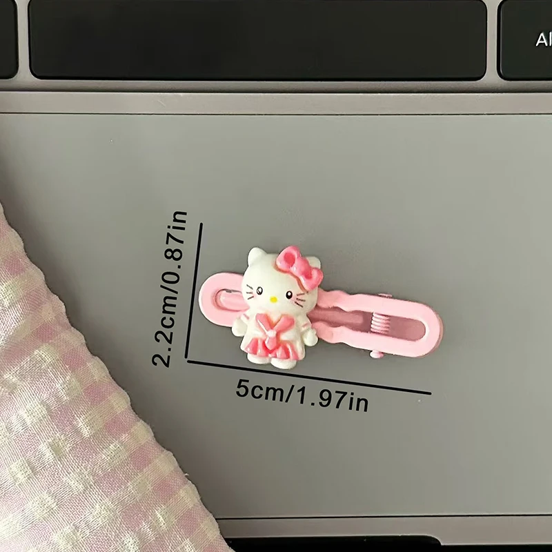 2Pcs Kawaii Sanrio Pink Hello Kitty Bangs Clip Ornaments Side Bangs Duckbill Clip Hairpin Hair Accessor Anime Headdress image 6