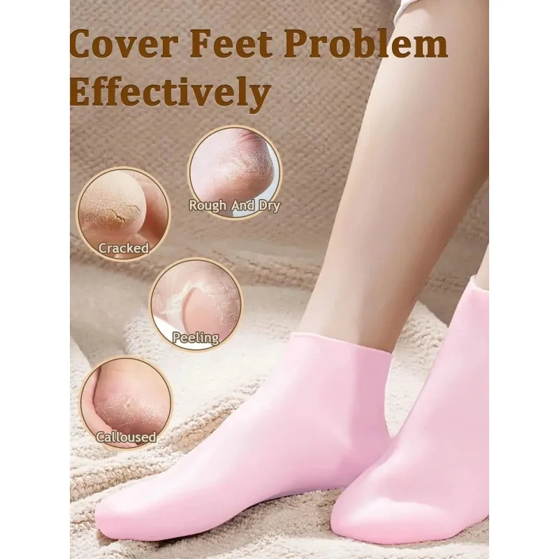 2 paires de chaussettes hydratantes en silicone pour hommes et femmes, réparation des talons secs et gercés, chaussettes protectrices pour le soin des pieds