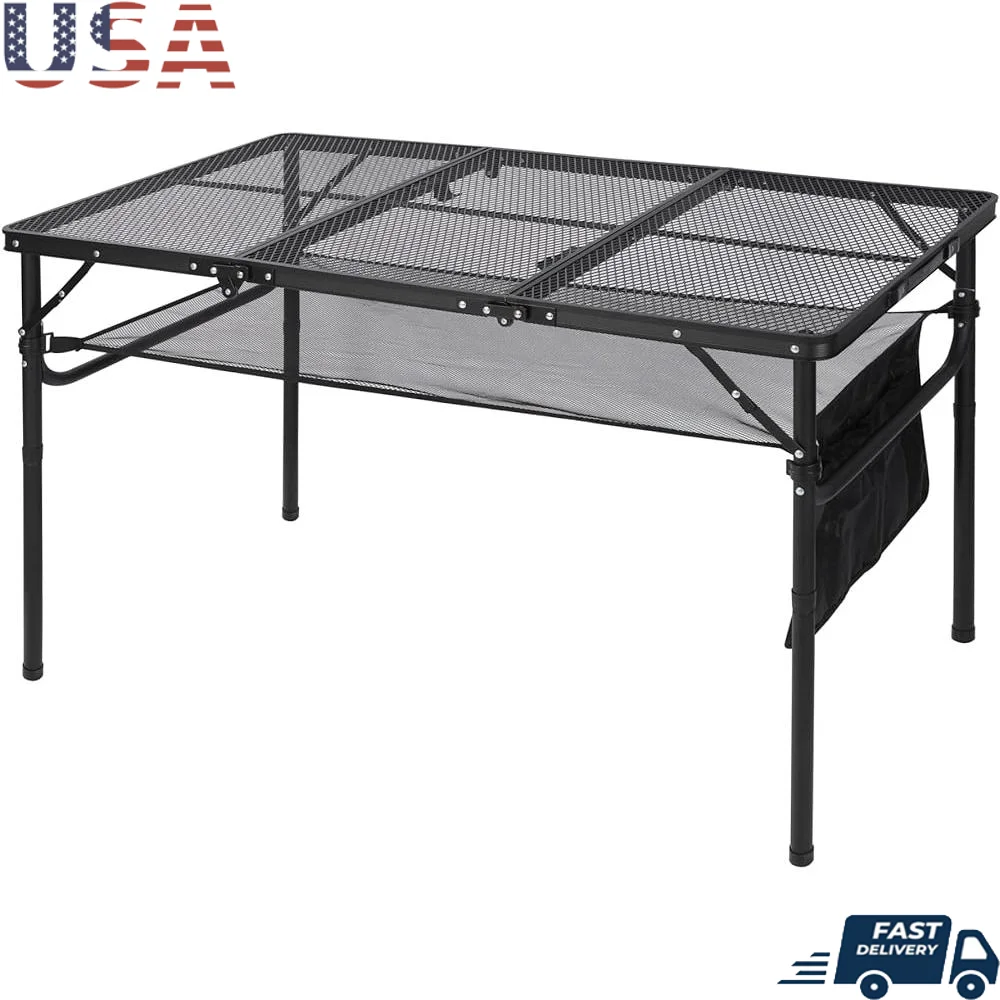 

Lightweight Adjustable Grill Table Folding Camping BBQ Stand Portable Picnic Cooking Table Outdoor Use