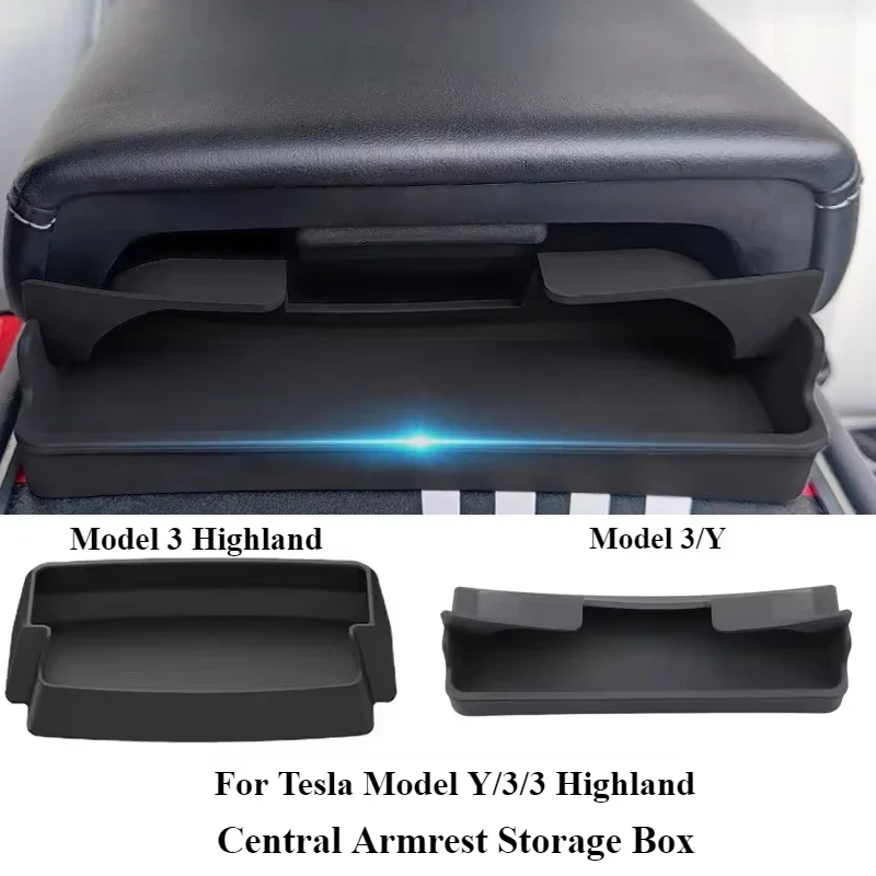 

For Tesla Model Y/3/3 Highland 2024 Central Armrest Storage Box Glasses Phone Pocket Casket Multi Functional Interior Accessorie