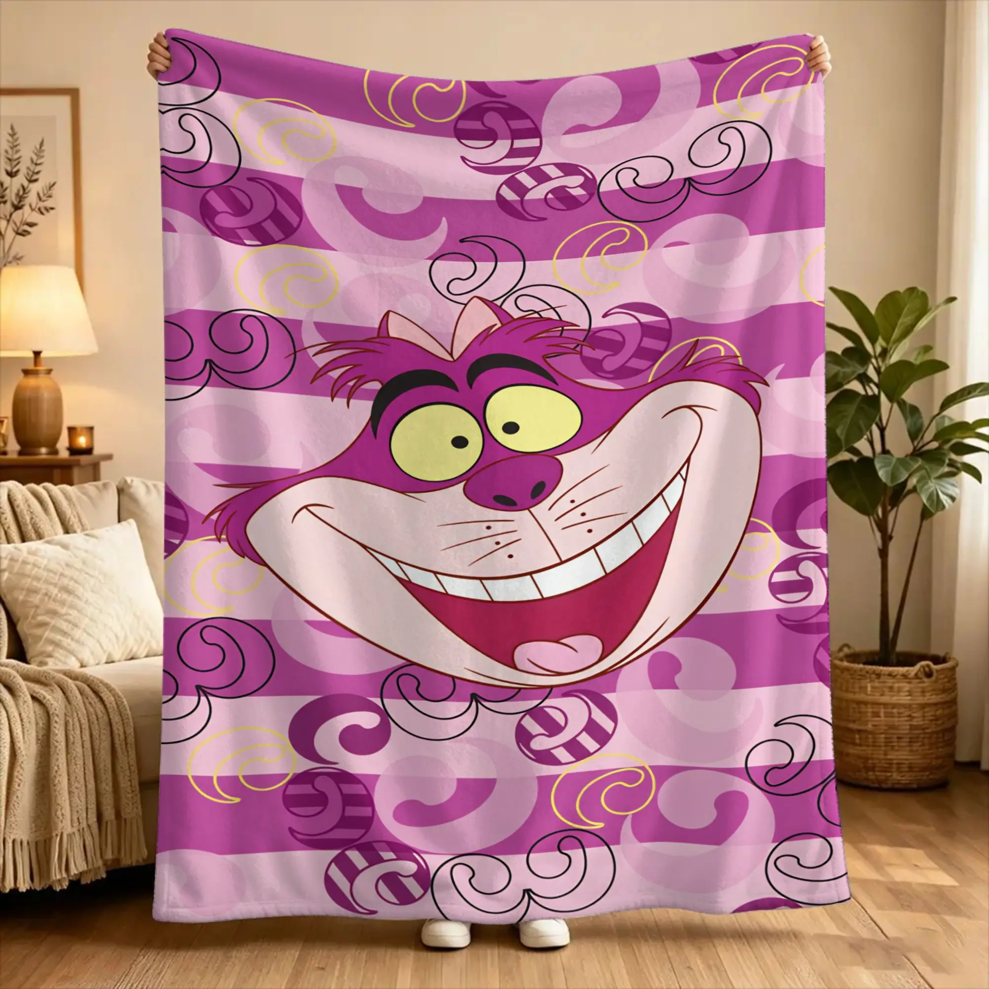 Alice Cheshire Cat  Blanket  Airplane Travel Flannel Bedding Throws For Couch Chair Soft Warm Custom Quality Bedspread Gift