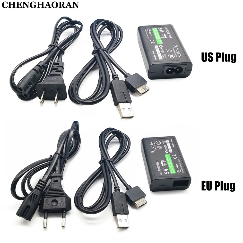 

1Set EU US Plug Home Charger Power Supply 5V AC Adapter USB Charging Cable Cord For Psvita PS Vita PSV 1000 Game Accessories