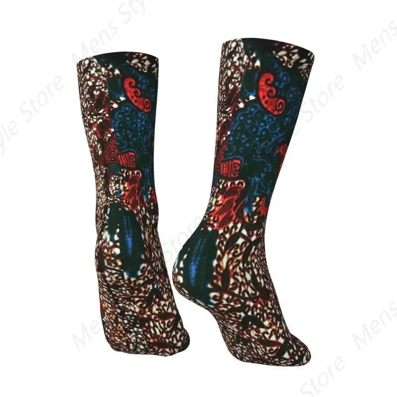 Calcetines de tripulación para hombre con estampado de Ankara africano, calcetines de vestir con estampado 3D Kawaii unisex