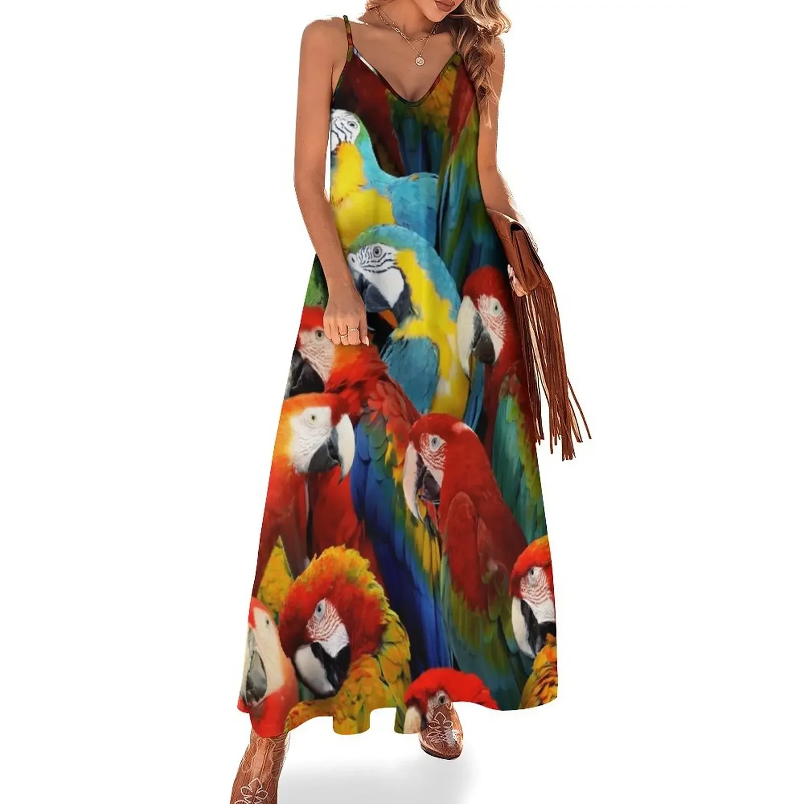 

Parrots Sleeveless Dress women formal occasion dresses evening dress woman Elegant gowns Dress