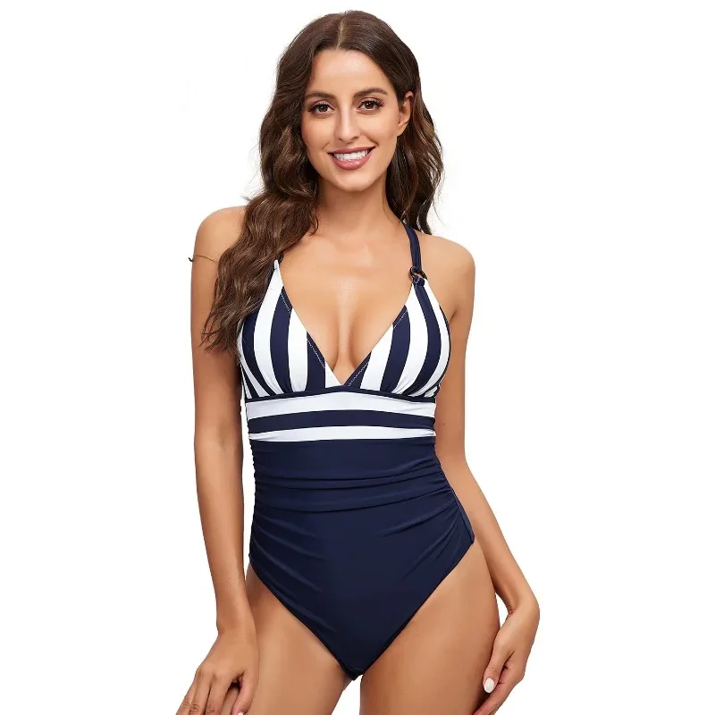 

Women Leopard One-Piece Suits Swimsuits Deep V Neck Backless Bathing Suit New Summer Sexy Swimwear New Striped Slip Body Suits