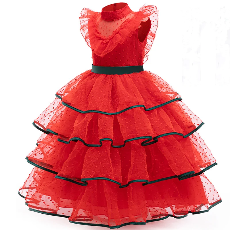 عيد الميلاد الفتيات الأحمر تول فستان الأميرة الاطفال تمويه ليديا ديتز الزفاف الأحمر الرعب شبح العروس تأثيري هالوين زي