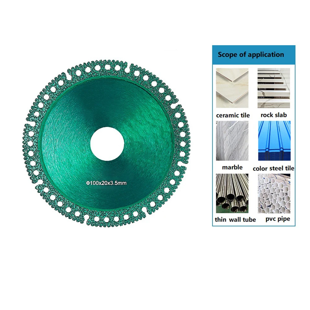 Disco de corte de diamante multifuncional, hoja de sierra de 100mm, diámetro de 20mm, herramientas de amoladora angular de corte de tubería de PVC, cerámica, azulejo de mármol, 1 unidad