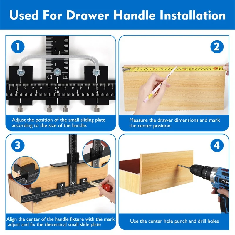 Aluminum Cabinet Hardware Jig,Punch Locator Drill Guide,Wood Drilling Dowelling Guide For Installation Of Handles Knobs Durable