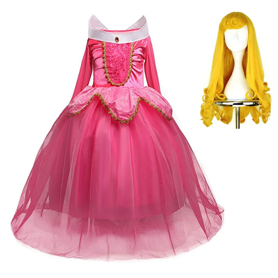 Aurora da menina bela adormecida fantasia, vestido princesa infantil, roupas infantis de Halloween, roupa de aniversário