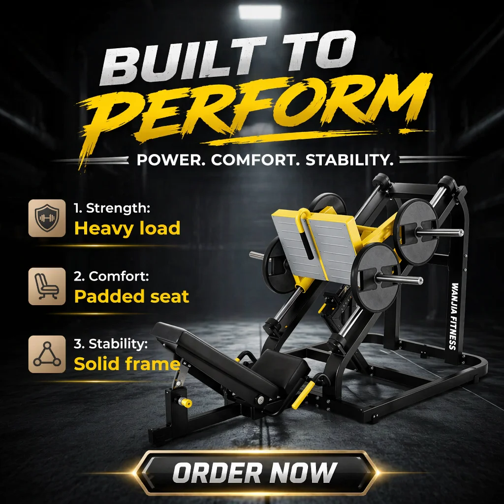 High Performance Commercial Plate Loaded Linear Leg Press Machine with Calf Block for Quads Hamstring Glutes Calves