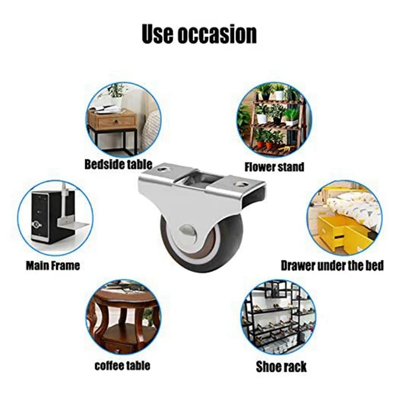 Mini ruedas móviles direccionales para muebles, ruedas fijas pequeñas de 25Mm, 12 piezas