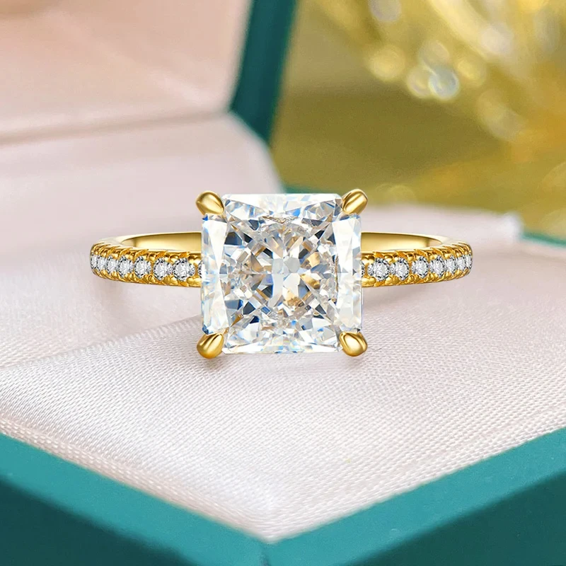 

Classic 5 Carat Princess Square Ring 925 Sterling Silver Mini Set Imported High Carbon Diamond Wedding Jewelry Wholesale