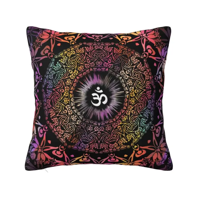 Custom Mandala Om Zen Cushion Cover 40x40cm Yoga Hippie Meditation Soft Nordic Pillow