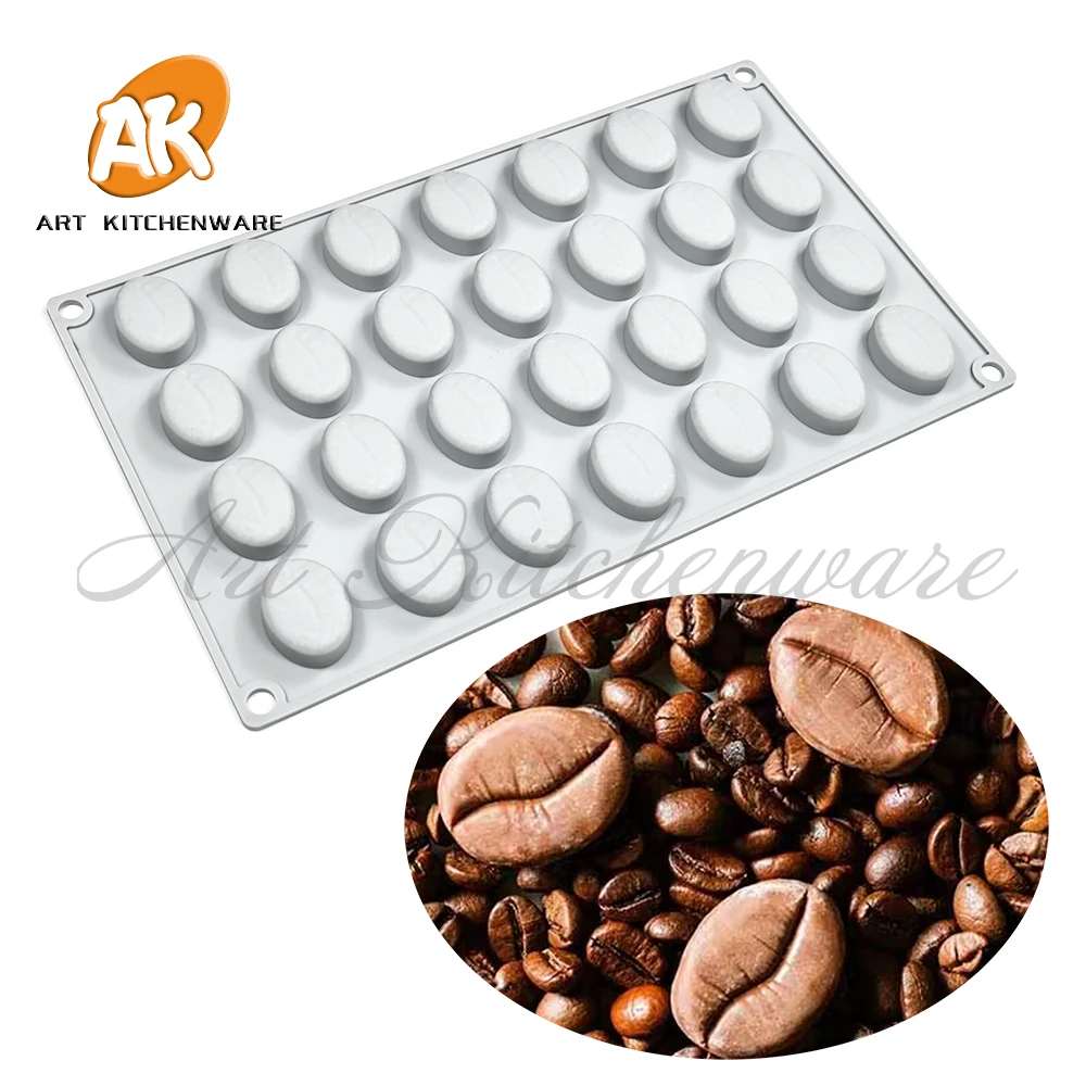 28 Cells Coffee Beans Silicone Candy Chocolate Cake Cookie Cupcake Mold Soap Mould DIY Oval Chocolate mold 
