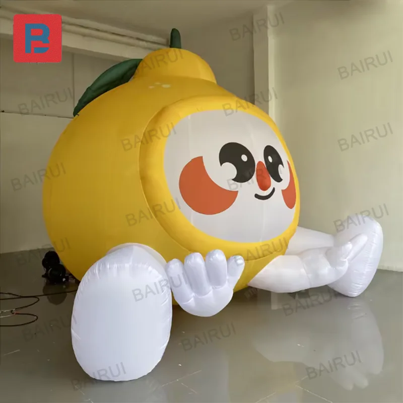 

Custom cartoon lemon people yellow sour fruit oxford material fruit doll beverage shop plant park decoration