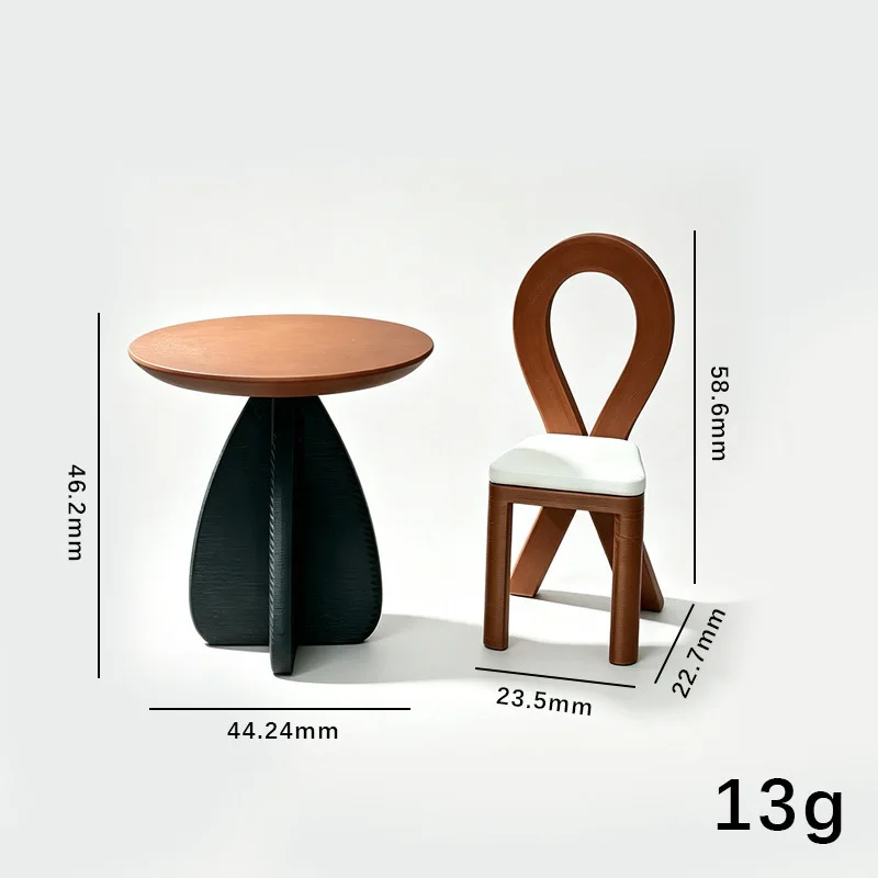 1:12 Dollhouse Round Table & Special Shaped Chair Set BJD OB11 Doll Dining Room Furniture Miniature Scene Decor