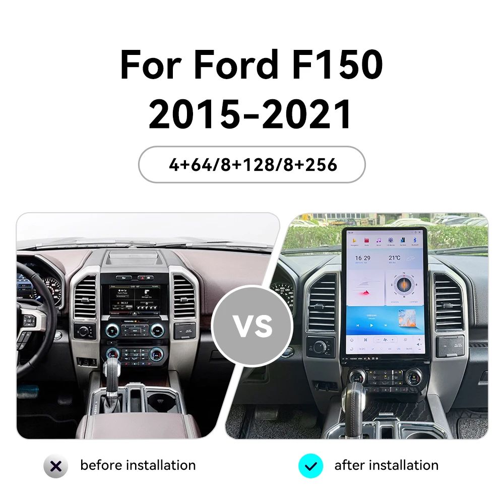 تسلا نمط أندرويد 14 السيارات Carplay 16.8 "مشغل وسائط متعددة لفورد F-150 2015-2021 F150 راديو السيارة لتحديد المواقع والملاحة رئيس وحدة DSP