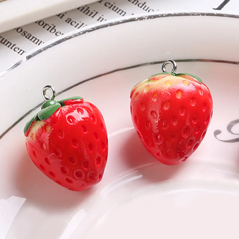 10 stücke Harz Nachahmung Erdbeere Form Charms Für DIY Schlüssel Kette Halskette Anhänger Ornament Schmuck Machen Zubehör – Detail 9