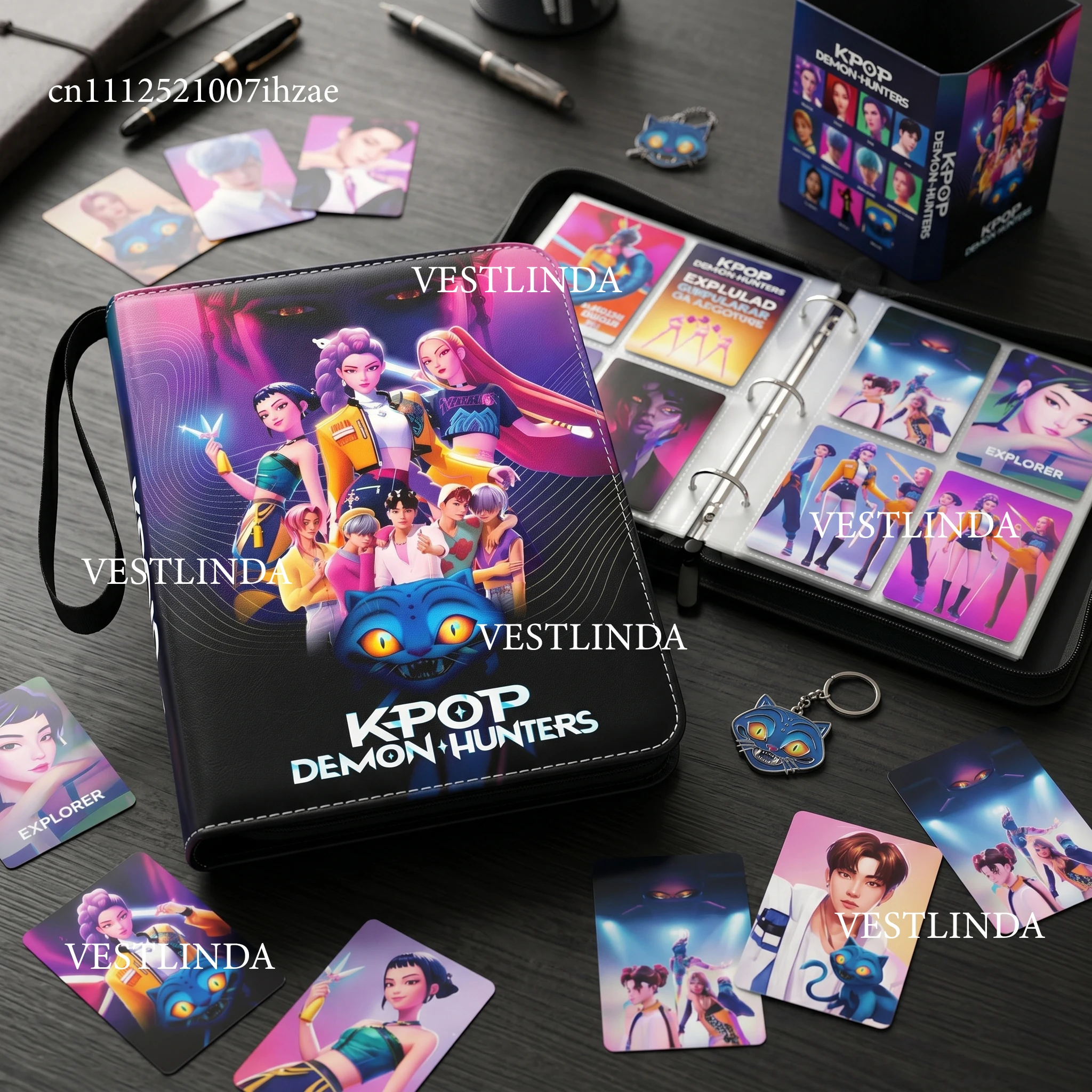 KPOP Demon Hunters Sammelmappe Anime Tragbarer Reißverschluss-Sammelkartenhalter Album Sammlung Ordner 400 Stück Buch Fans Spielzeug