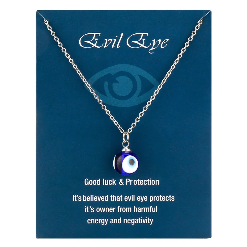 Fashion Blue Evil Eye Choker Necklace for Women Lucky Turkish Jewelry Copper Clavicle Chain Party Wish Card Gift Collar