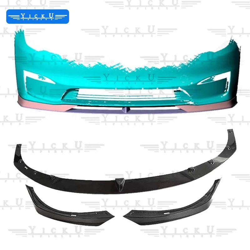 Custom made The New 2023+ Carbon Fiber Body Kit Front Bumper Wind Blade Front Lip Rear Lip Spoiler Is Suitable forTesla Model S