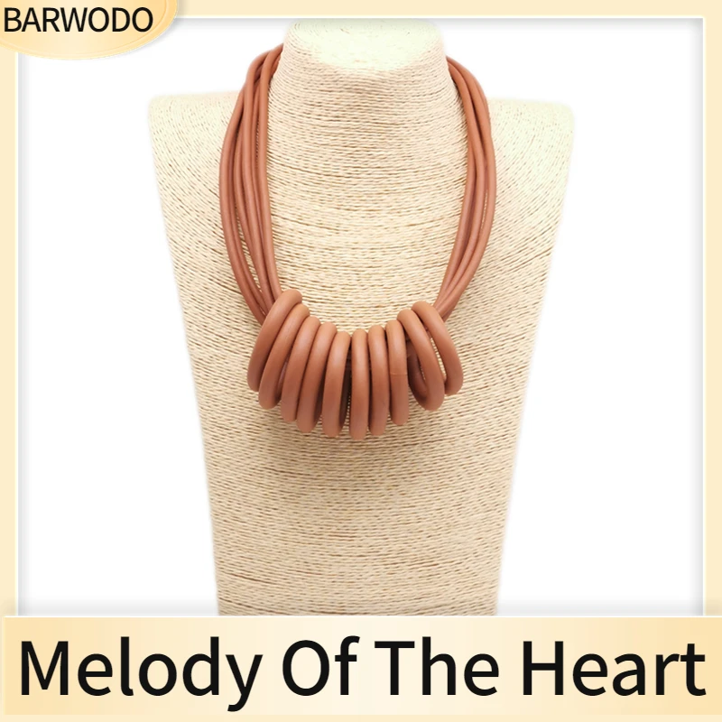 BARWODO Handmade Pendant Necklace For Women Punk Style Rubber Jewelry Gothic Accessories Sweater Chain Choker Boho Necklace