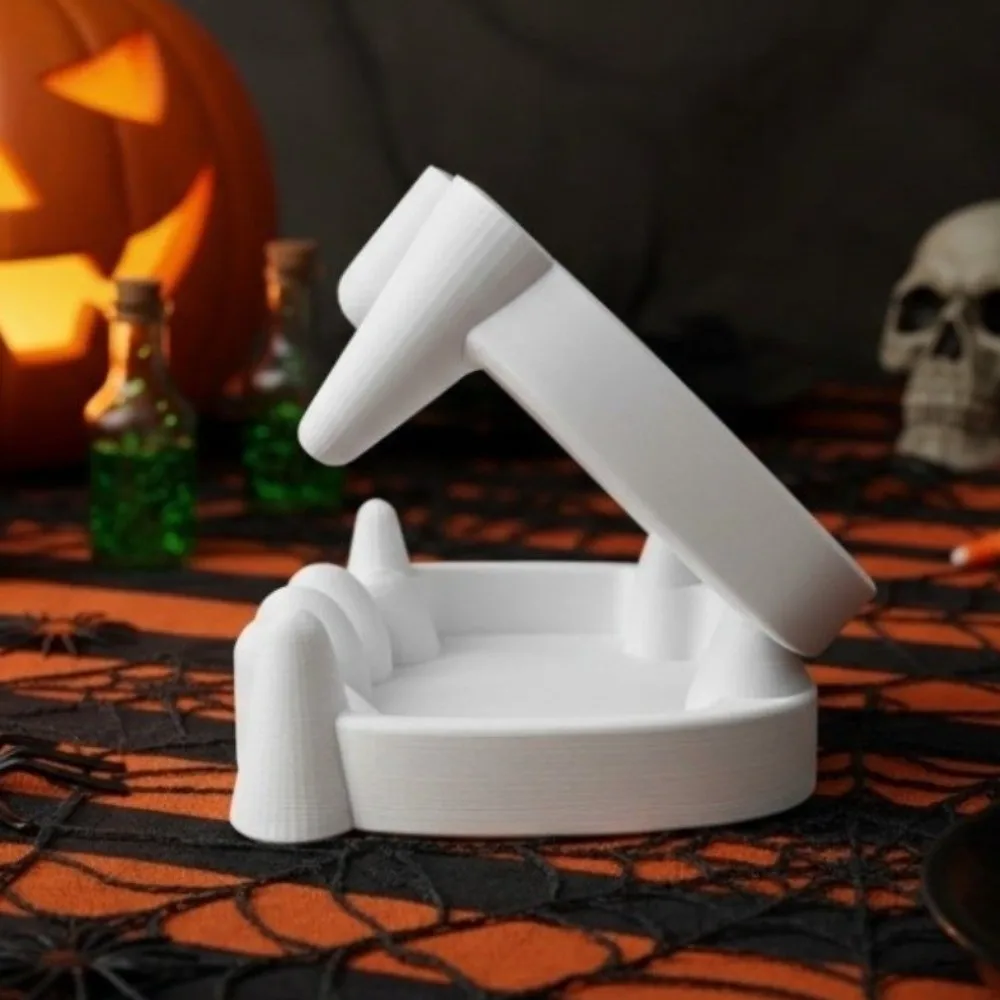 3D Printing Bloodsucker Teeth Candy Bowl White Plastic Halloween Dentures Candy Bowl Decorative Halloween Snack Tray