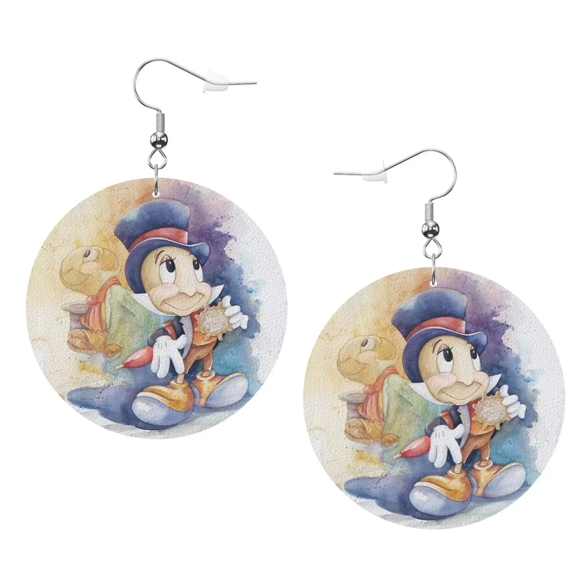 

Custom Jiminy Crickett Leather Earrings for Women Pinocchio Teardrop Dangle Earrings Jewelry Accessories