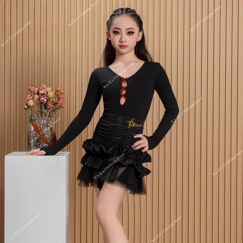 Abiti da ballo latino Samba Ragazze Salsa Abito da ballo latino Ragazze Abiti da competizione di ballo da sala Prestazioni di abiti da ballo per bambini