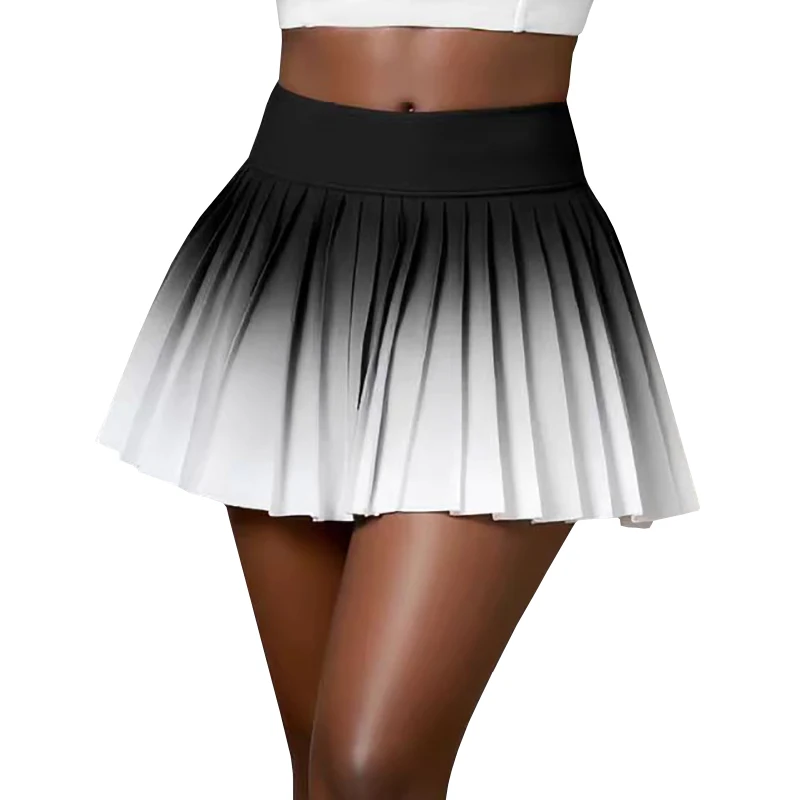 

Summer New Ladies Golf Outdoor Sports Shorts Inner Interlining Skirt Gradient Color pleated Skirt Fashion Versatile Tennis Skirt