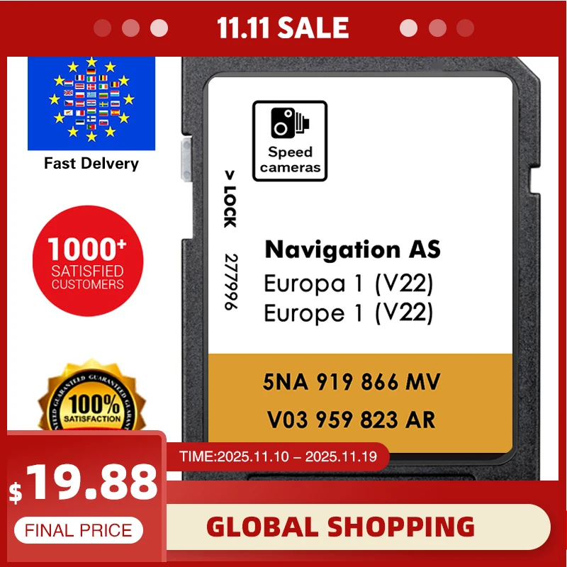 

5NA919866MV Speicherkarte SD Card Europa Map V22 Navigations Update Navi Kartendaten New for VW Discover Media System AS