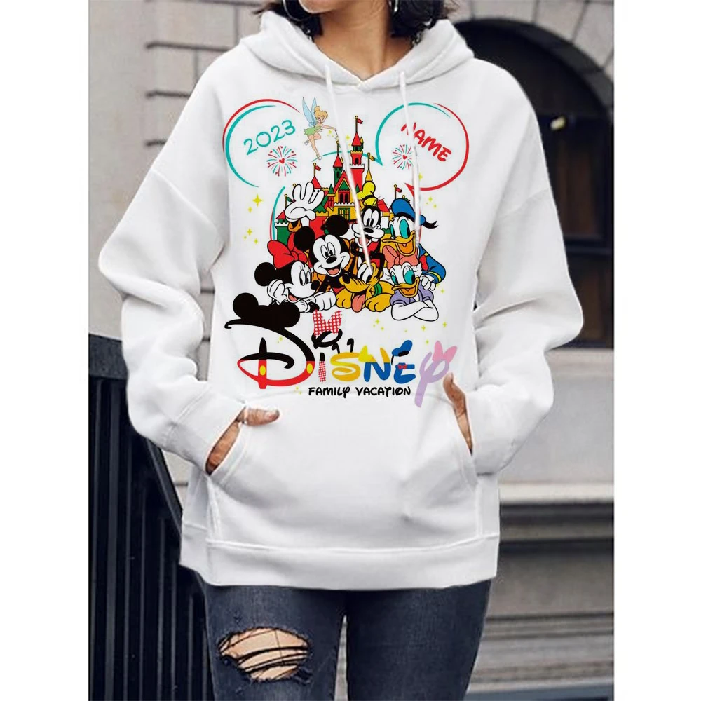 Disney Autumn Winter Women Merry Christmas Hoodie Fashion Clothing Cartoon Mickey Mouse Hooded Coat Pullover Casual Streetwear