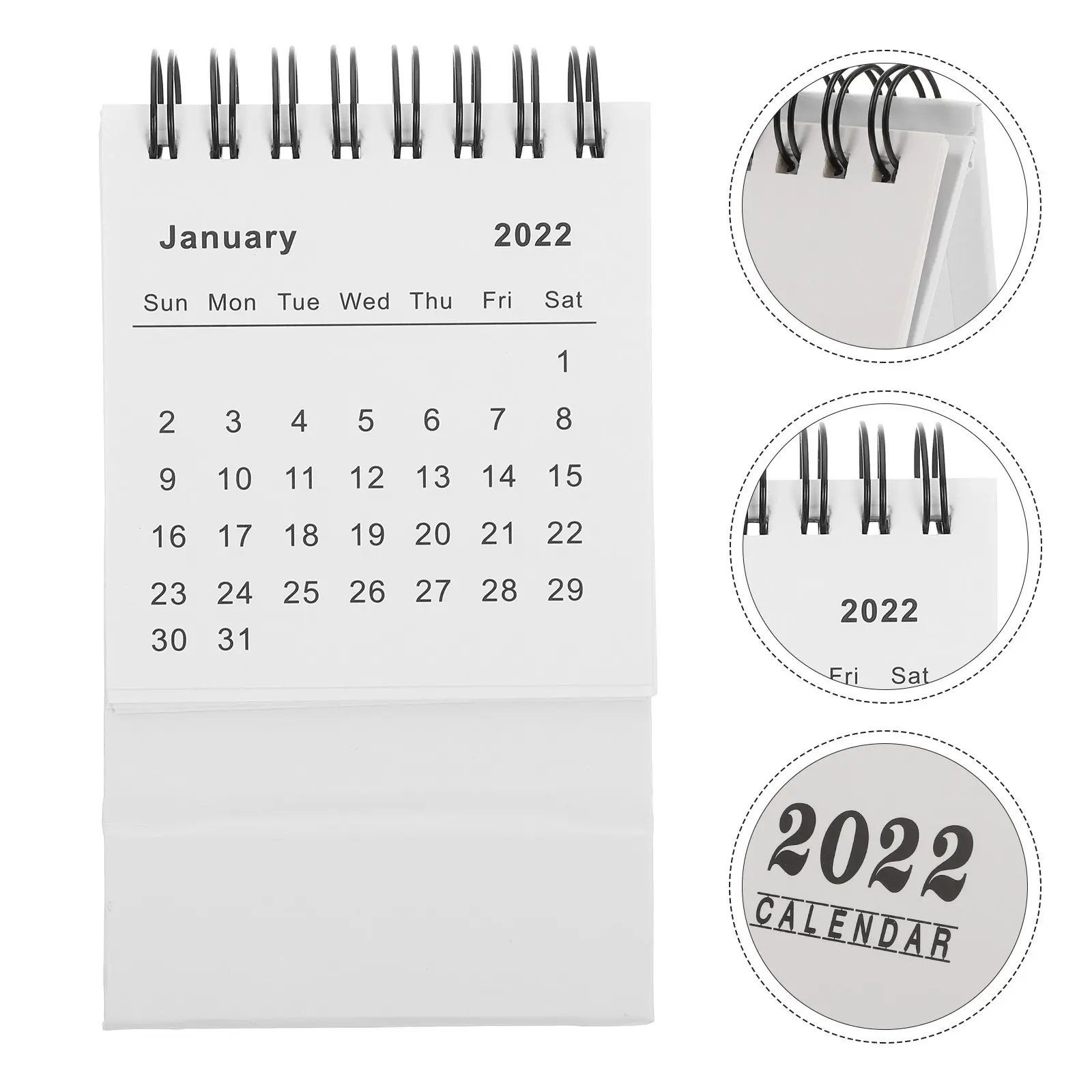 

1Pcs 2022 Desk Calendar Premium Thick Paper Twin-Wire Bound Mini Desktop Calendar for Office Home School Decoration Schedule