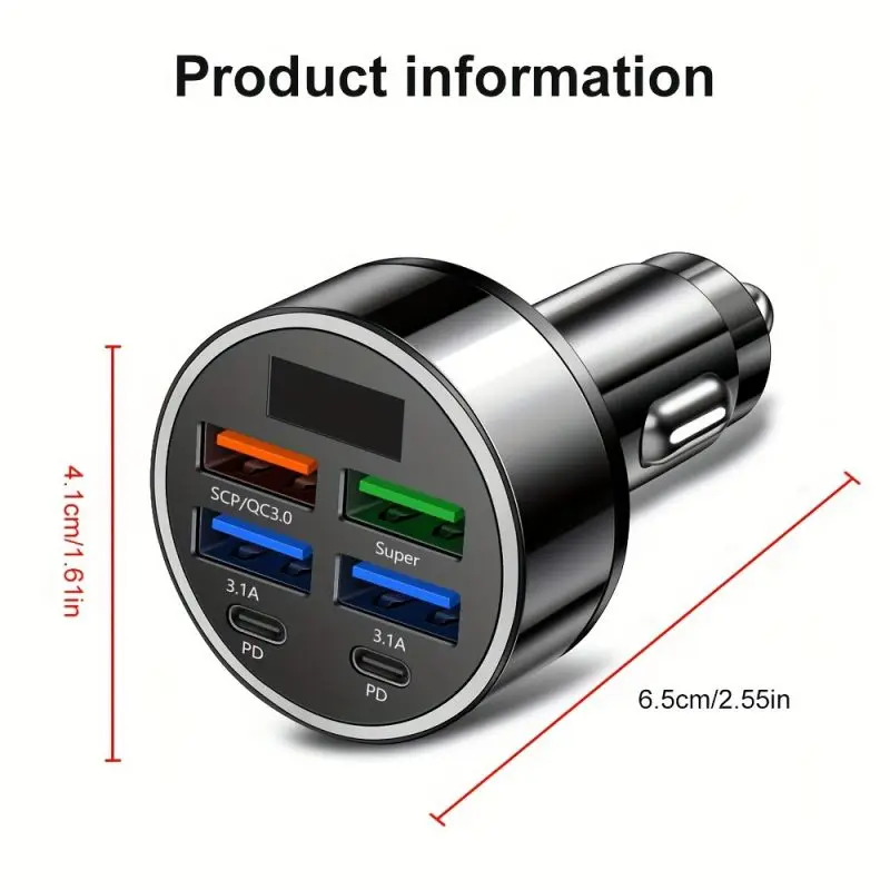 Multi Port 2PD 4USB Car Charger Fast Charging PD QC3.0 USB C Car Phone Charger Type C Adapter In Car