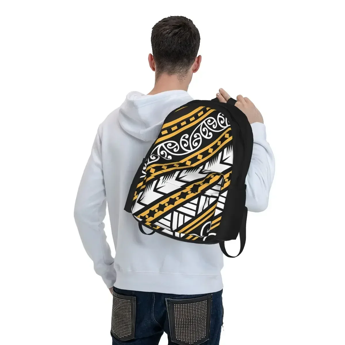 Traditionally Yellow And Black Maori Design From New Zealand Backpacks Bookbag School Bags Rucksack Travel Rucksack Shoulder Bag