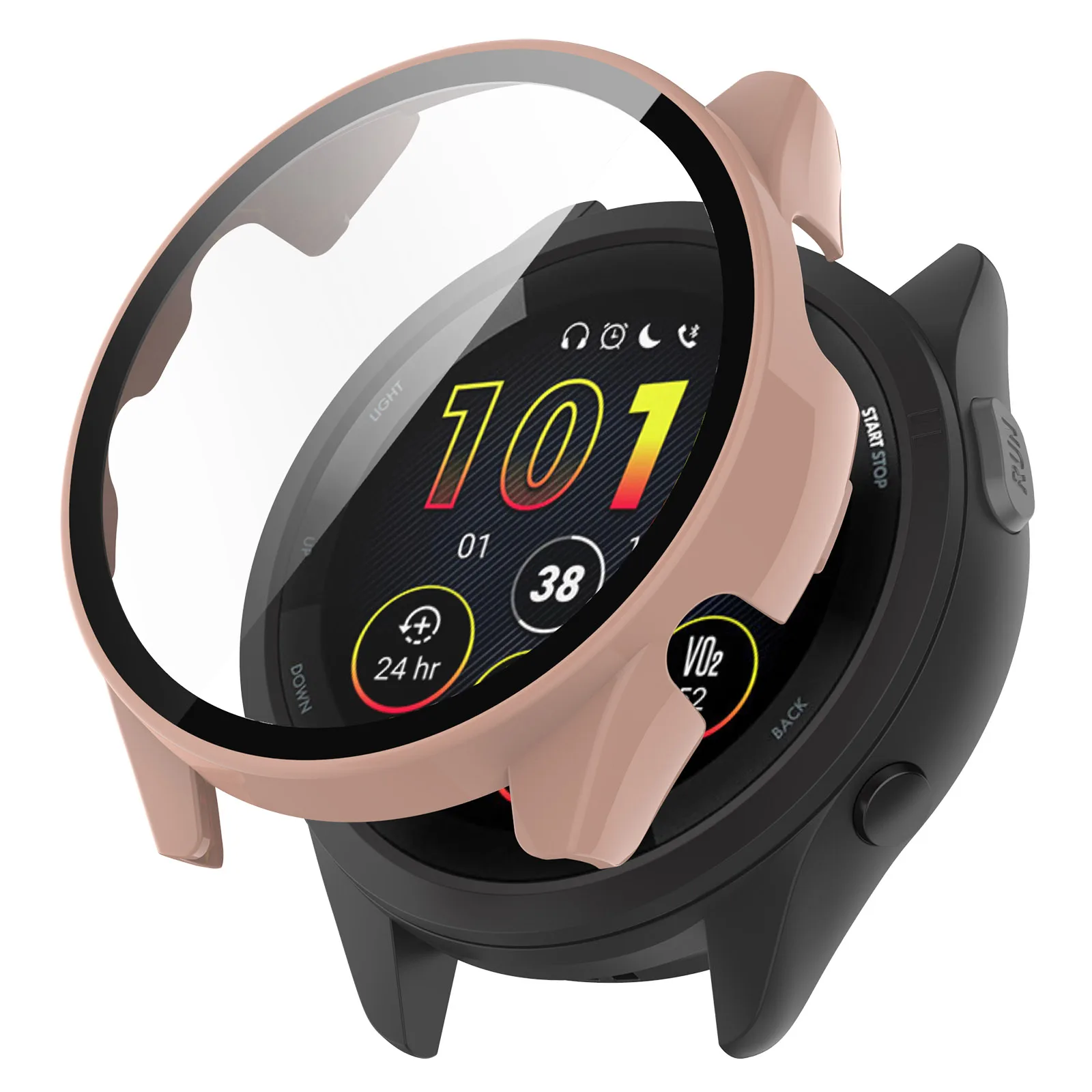 2-in-1 Watch Case+Tempered Glass For Garmin Forerunner 165 PC Hard Cover With Screen Protector Film For Forerunner 165 Music