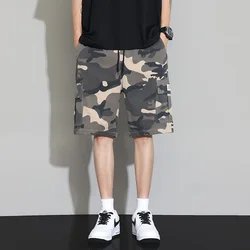 Summer Camouflage Cargo Shorts Men Pocket Casual Outdoor Half Pants Man Mid Waist Drawstring Loose Shorts Overalls Male Clothing