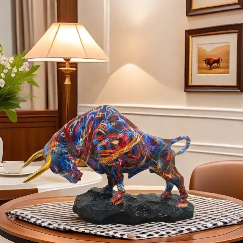 

Wall Street Style - Elegant Bronze Bull Statue, Multi Functional Resin Art for Home and Office Decoration, Statue Decoration