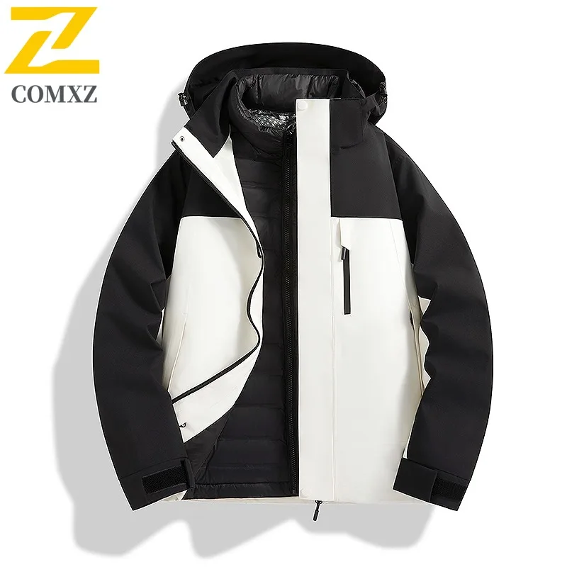 

COMXZ Мужской пуховик с капюшоном для альпинизма, утепленный теплый пуховик, повседневные легкие зимние куртки для путешествий