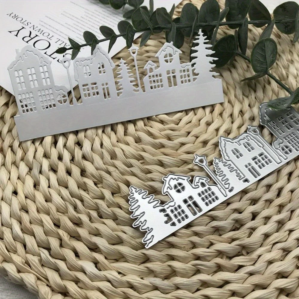 

1 шт., штампы для резки металла Creat Craft, форма для резки рождественской елки, дом, край, скрапбук, бумага, ремесленный нож, форма, лезвие, трафарет