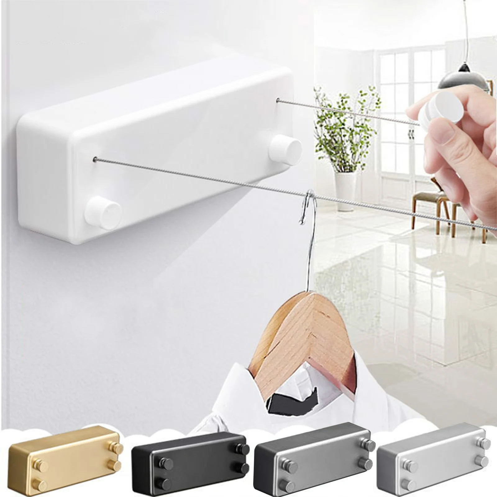 

Retractable Clothesline Laundry Line Stainless Steel Telescopic String Laundry Hangers Wall Mounted Drying Rack Indoor Outdoor