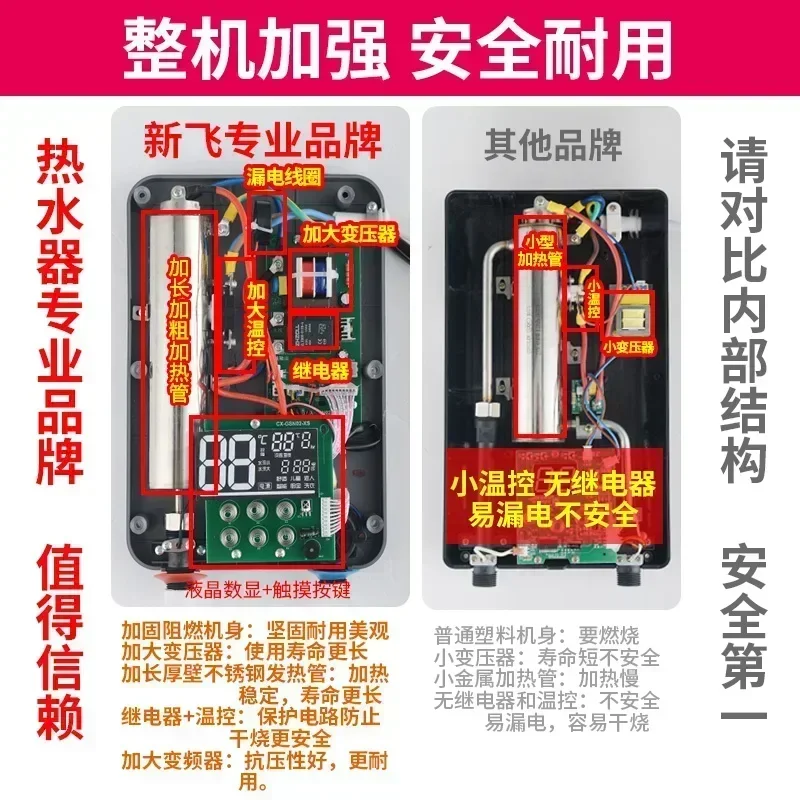 Calefator de água bonde imediato para o agregado familiar, temperatura constante, frequência variável pequena, água quente, banho