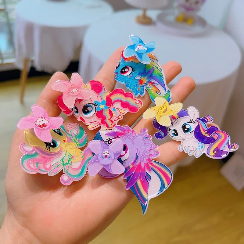 

10Pcs Kawaii My Little Pony Hair Clip Pinkie Pie Fluttershy Cute Anime Doll Duckbill Clip Cute Fan Hair Accessories Gift Kid Toy