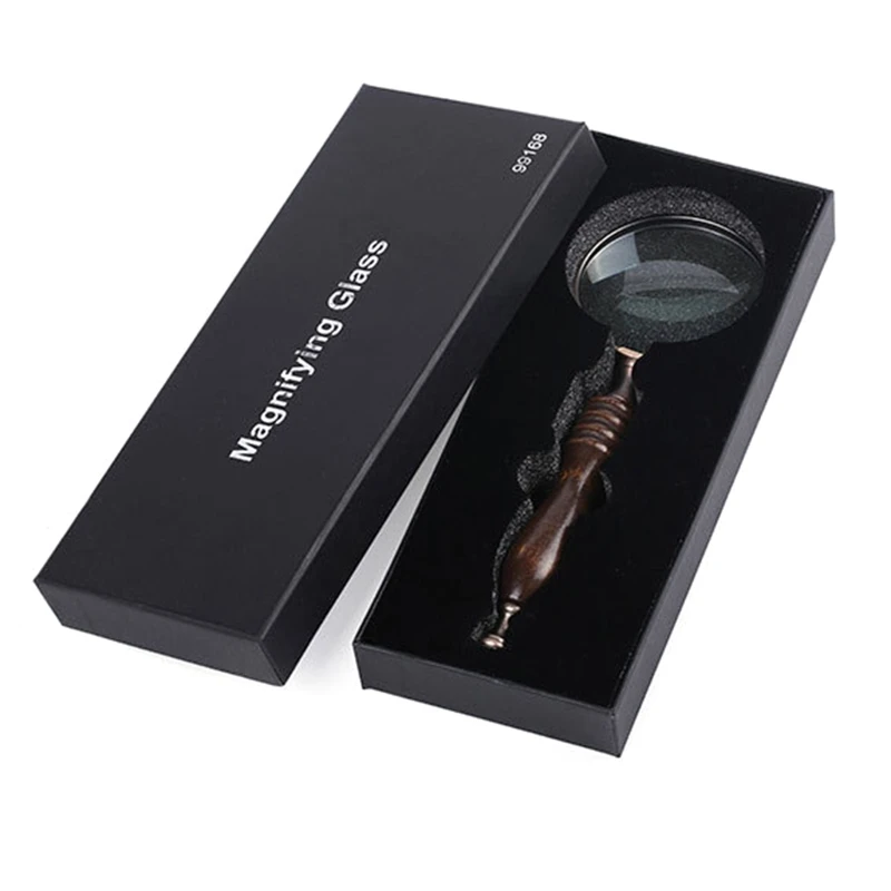 10X Handheld Magnifying Glass Antique Metal Magnifier with Blackwood Handle Drop Shipping