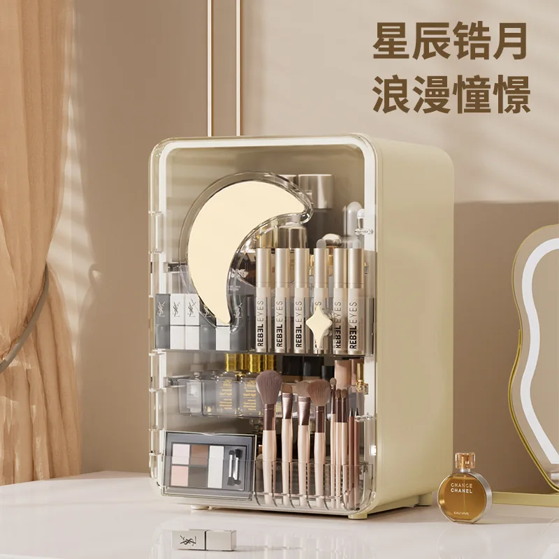 

Cosmetics Organizer Box, Desktop Lipstick Holder Rack, Dustproof Large-Capacity Skincare Storage Cabinet for Vanity