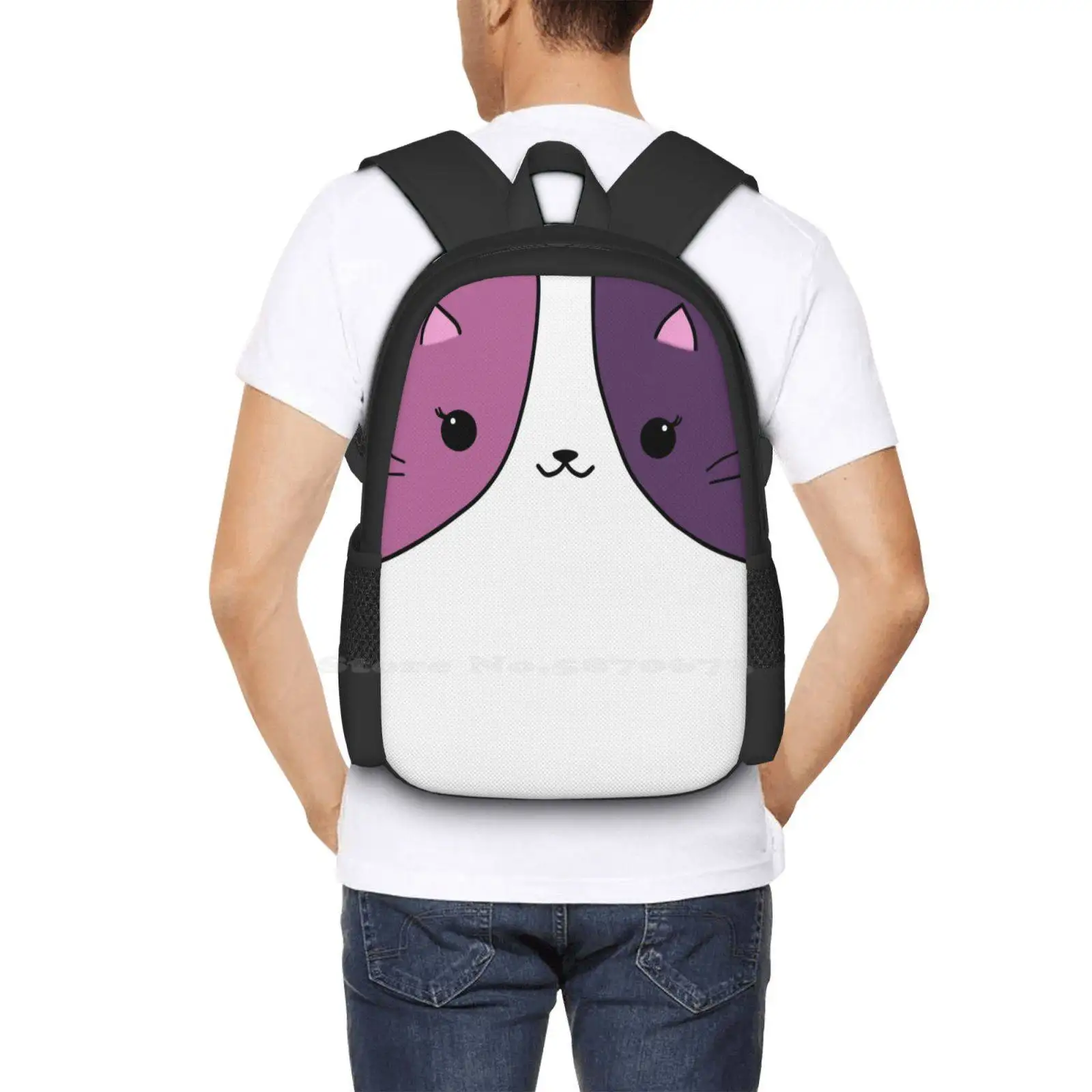 Aphmau Cat-mochila rosa y púrpura para estudiantes, bolsa de viaje para ordenador portátil, aphamau Cats, Aphmau Kitty, afmau Plushy Aphmau Pets