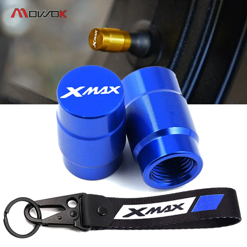 For Yamaha XMAX 300 400 250 125 XMAX300 XMAX400 XMAX250 XMAX125 Motorcycle Accessorie Key Chain CNC Wheel Tire Valve Stem Caps